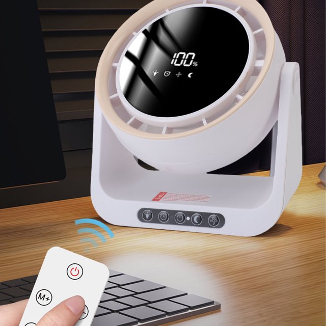 Ventilador De Escritorio Sin Blad Sin Babeo, Un Ventilador De Circulador De Aire De Pantalla Digital Recargable Recargable De USB Con Ventilador De Mesa Giratorio Vertical