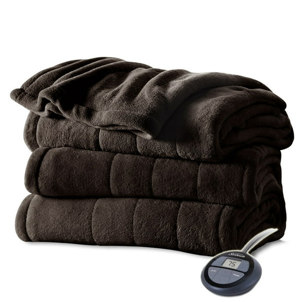 Sunbeam Heated Electric Blanket Channeled Microplush Full Size Walnut Brown Walmart Com Sunbeam Heated Electric Blanket Channeled Microplush Full Size Walnut Brown Walmart Com