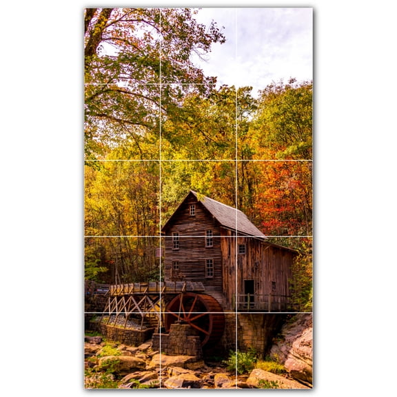 Picture-Tiles.com: Autumn Ceramic Tile Wall Mural WAL500020-35S. 12.75"W x 21.25"H using (15) 4.25" x 4.25" Ceramic Tiles-Satin Finish