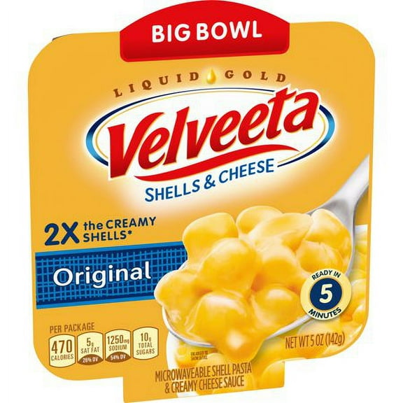 Velveeta Original Shells & Cheese, 5 Oz. Microwavable Bowl (Pack of 24)
