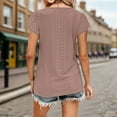 thumbnail image 5 of SHITINN Women Summer Casual Solid Color Shirt V Neck Short Sleeved T Shirt Top Hollowed Out Top Cute Short Sleeve Tops for Women Loose Fitting Tops for Women Womens Shirts, 5 of 6