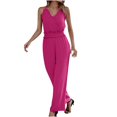 thumbnail image 1 of Stretchy Jumpsuits for Women Ruffle V Neck Spaghetti Straps One Piece Long Pants Outfits Sleeveless Summer Rompers, 1 of 7