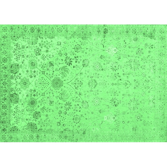 Ahgly Company Indoor Rectangle Abstract Emerald Green Contemporary Area Rugs, 2' x 4'