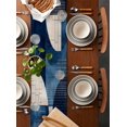 thumbnail image 5 of Navy Blue Geometric Burlap Cotton Table Runner 13x70 Inches Long, Boho Color Block Artwork Farmhouse Table Runners, Outdoor Dining Tablecloths Decor for Baby Shower/Party/Wedding, 5 of 6