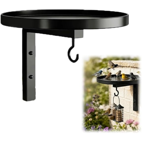 Wall Mounted Metal Bird Bath, 2-in-1 Bird Feeder, Rust-Proof for Backyard Garden