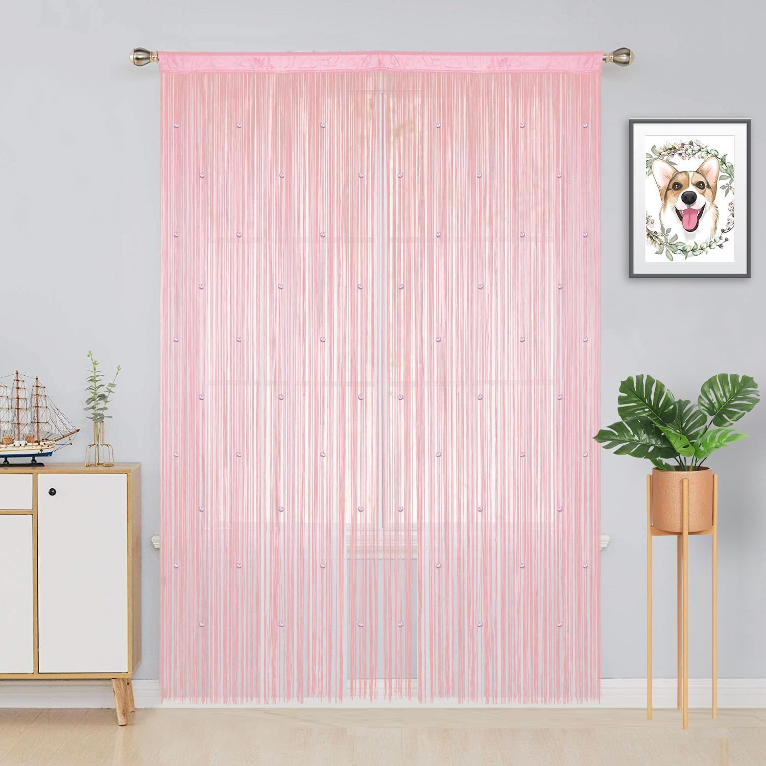 UniVerse Beaded Curtain Beaded Curtains for Doorways Crystals Suitable for Interior Decoration and Partitions Hippy Closet Curtains (Pink, 39"x79")