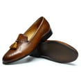 thumbnail image 5 of Santimon Men’s Tassel Loafers Classic Casual Dress Shoes Slip-On Party Loafers Brown US 7, 5 of 8