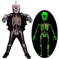 thumbnail image 3 of Hotiary Children's Glow in the Dark Holiday Outfits Hooded Jumpsuit Bodysuit + Gloves Set, Size 3-10 Years, 3 of 7