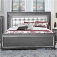 thumbnail image 4 of Queen Size Upholstered Platform Bed with LED Headboard and Mirror Accents, Gray Faux Leather Modern Bed Frame for Glam Bedroom, 4 of 4