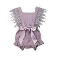 thumbnail image 1 of Infant New Born Girls Pure Romper with Ruffled Sleeves Big Bow, 1 of 8