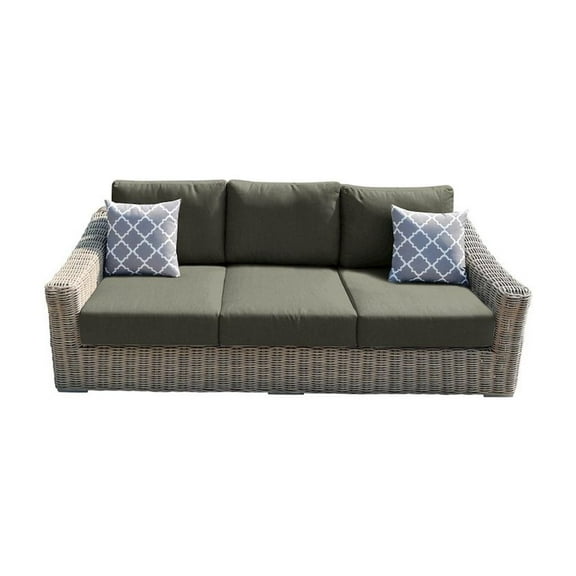 Tulum Two-Tone Dark Beige Aluminum Frame Sofa in Gray Cushion