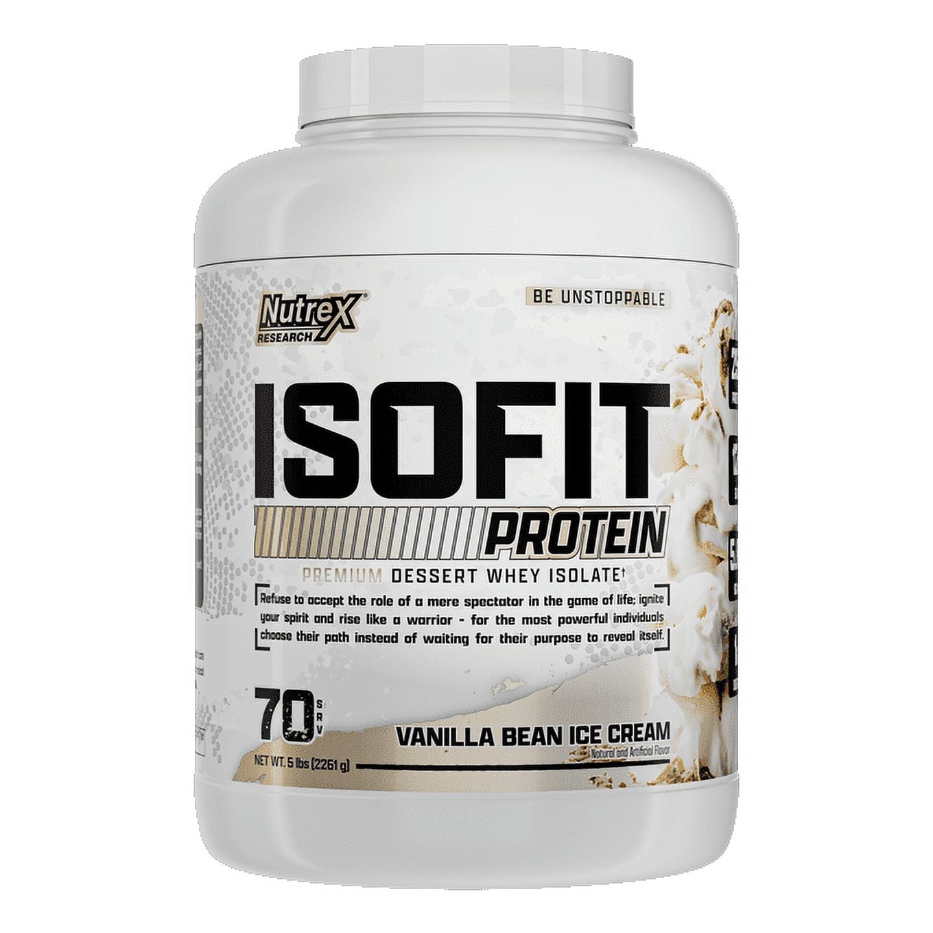 Nutrex Research IsoFit Vanilla Bean Ice Cream – 100% Whey Protein Isolate Powder for Lean Muscle, Recovery & Strength Support 70 Servings