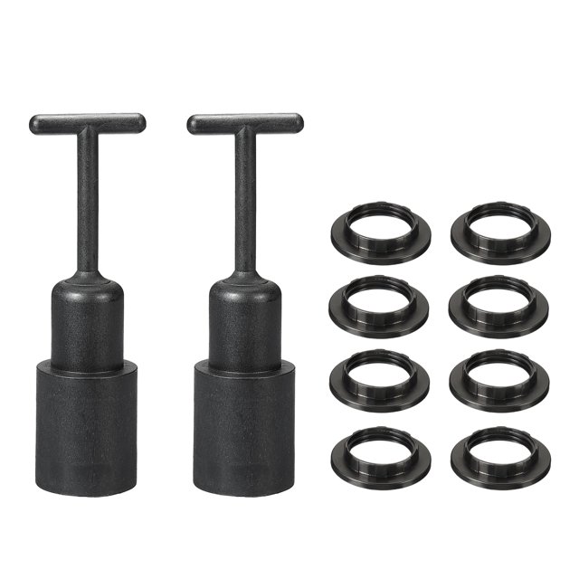 Unique Bargains E14 Socket Ring Removal Tool T Type with Lamp Shade Socket Rings Black 10 Pack