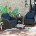 thumbnail image 3 of MeetLeisure Outdoor Swivel Rocker Wicker Patio Chairs Sets of 2 with Table, Navy, 3 of 10