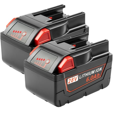 

2Pack 28V 6000mAh Replacement Battery for Milwaukee 48-11-2830 M28 V28 M28B M28BX Cordless Power Tools Li-Ion Battery