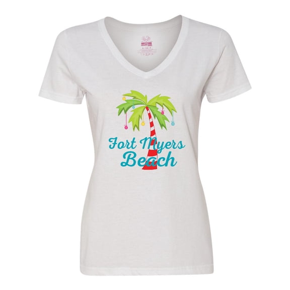 Inktastic Fort Myers Beach Florida Christmas Vacation Women's V-Neck T-Shirt
