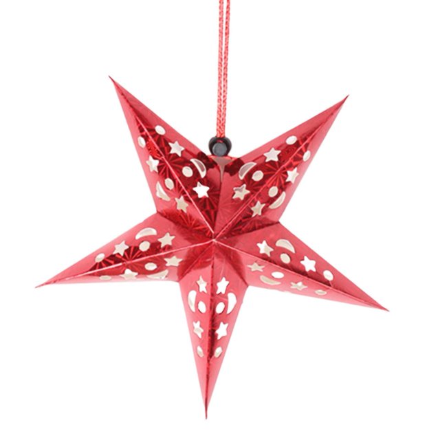 Papel estrella 3D cuelga pantalla de estrella de cinco puntas hueca decoración del árbol de Navidad 45cm