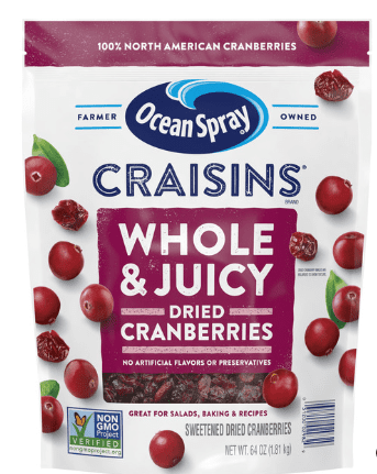 Ocean Spray Craisins Dried Cranberries Whole & Juicy 64 oz