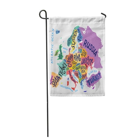SIDONKU Europe Map All European Countries Unique Lettering Home School Garden Flag Decorative Flag House Banner 28x40 inch
