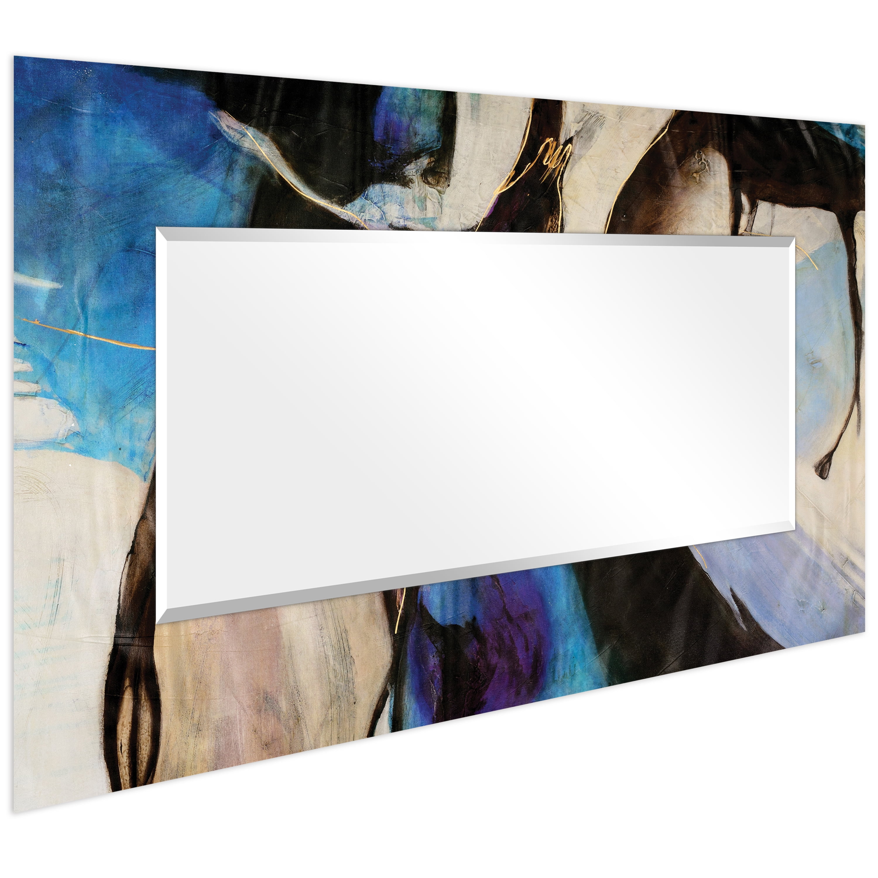 Empire Art Direct Motivos Rectangular Beveled Mirror on Free Floating Reverse Printed Tempered Art Glass, 72" x 36" x 0.4", Ready to Hang
