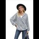 thumbnail image 2 of Sudadera con Capucha y Cremallera de Larga, Color Gris y Azul, Talla S, 2 of 10