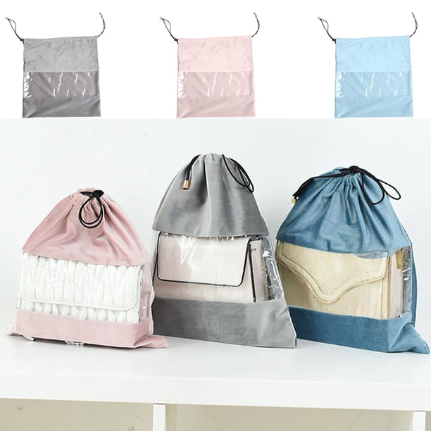 Xihbxyly Bolsa de Almacenamiento Transparente, Interior de Franela Suave, Cierre de Cordón, Multifuncional para Ropa, Zapatos, Cosméticos, Uso Doméstico y de Viaje, Compacta y Plegable, Tamaño 31 X 3
