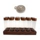 thumbnail image 1 of Tubos de vidrio para almacenar café, viales de vidrio con soporte de madera de nogal, cereales y frutos secos. Base de 12 agujeros, 1 of 9