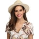 thumbnail image 4 of Sombrero panamá de paja de ala ancha Dalrosia para mujer y hombre, sombrero fedora para el sol en la playa, sombrero de paja con protección solar UPF para mujer, 4 of 5