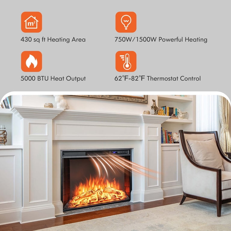 Costway 26 Inch Recessed Electric Fireplace heater W/ Remote Control  750W/1500W - Walmart.com