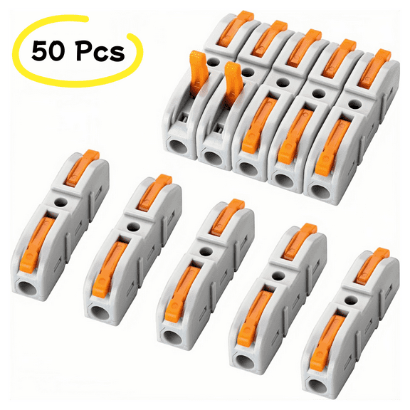 50 Pcs Cable Connectors, Single-Core Compact Terminal Blocks for Series Wiring, 24-12 AWG