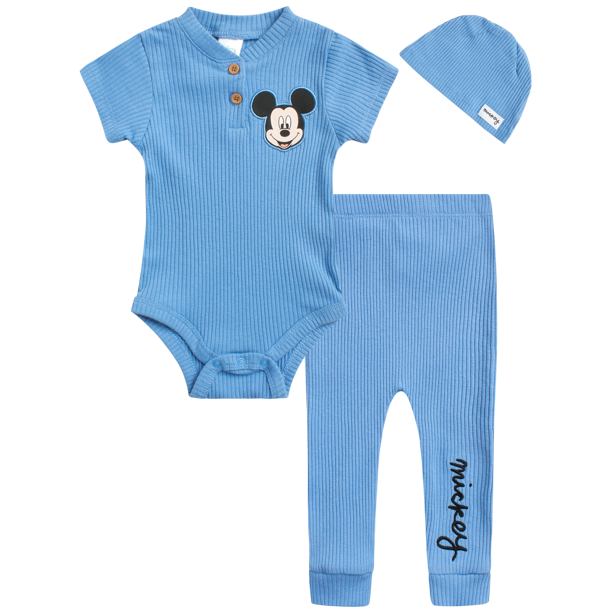 Disney Baby Boys’ 4 Piece Mickey Mouse Layette Set Hat, Booties, Pants, and Bodysuit (09M