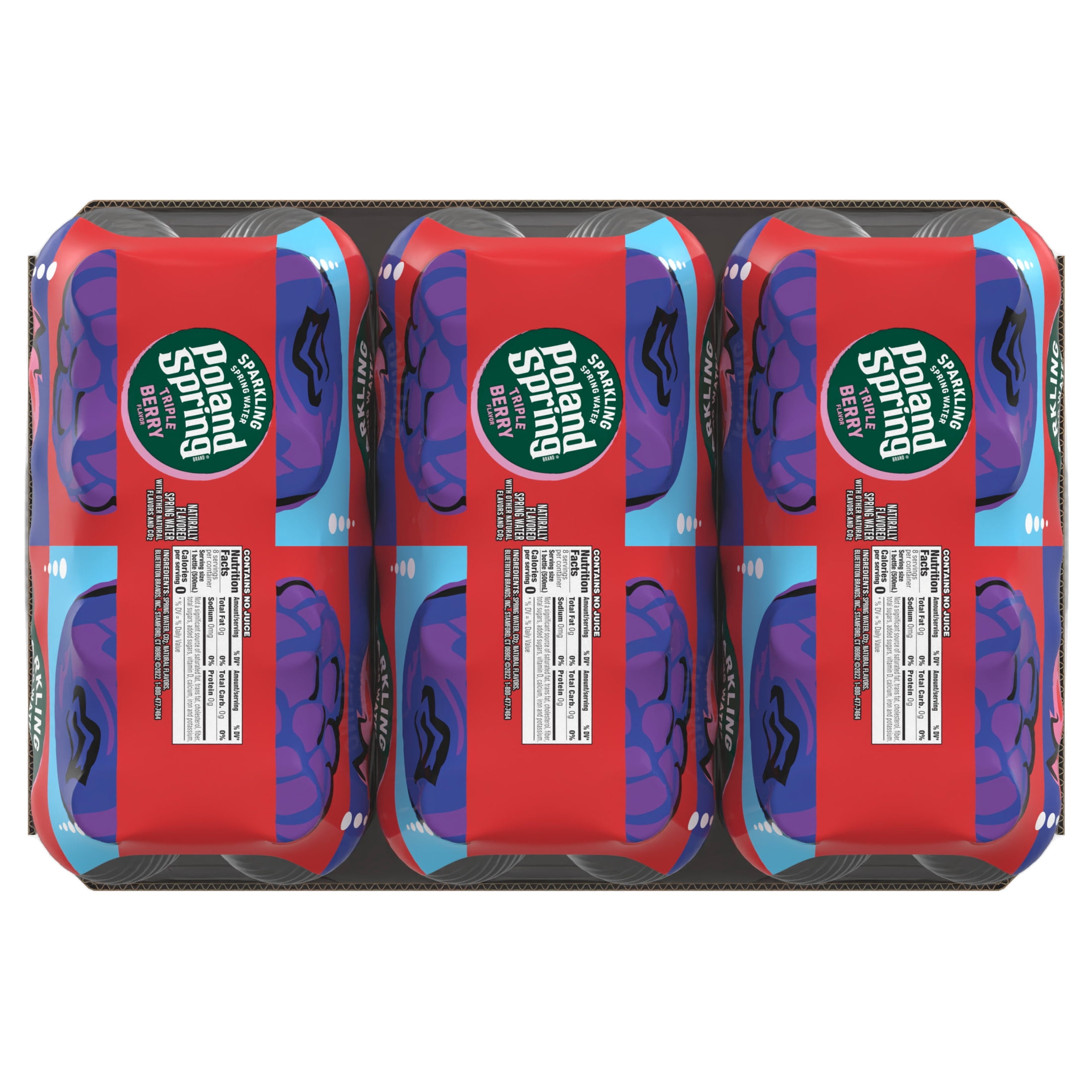 Poland Spring Sparkling Water, Triple Berry, 16.9 Oz. Bottles (24 Count)