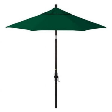California Umbrella  7.5 ft. Sun Master Series Aluminum & Fiberglass Crank Collar Tilt Market Umbrella, Green Sunbrella