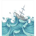 thumbnail image 3 of Ambesonne Nautical Duvet Cover Sets, Ship and Ocean Waves, 2-King, Aqua Taupe, 3 of 7