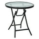 thumbnail image 1 of Costway Mesa de comedor para patio, mesa redonda de 46 cm con tablero de cristal templado, estructura antioxidante y marco en X estable, mesa plegable para uso interior y exterior, color negro, 1 of 5