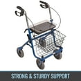 thumbnail image 3 of DMI Steel Rollator Walker with Padded Seat, Adjustable Handle Height, Removable Storage Basket, FSA and HSA Eligible, Handbrakes, Blue, 3 of 7