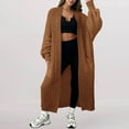 thumbnail image 2 of Breezora Women's Oversized Open Front Cable Knit Long Cardigan Draped Sweater Coat M Size Brown, 2 of 4