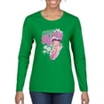 thumbnail image 1 of Wild Bobby, Shore Surfer Betty Boop Betty Boop Womens Long Sleeve T-Shirt, Kelly, Large, 1 of 5