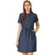 thumbnail image 1 of Vestido Camisero Informal De Mezclilla Con Cintura Con Cordón Y Cuello En Punta Para Mujer Azul medio M, 1 of 6