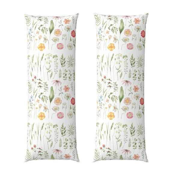 Vsdgher Wildflower Watercolor 2 Body Pillow Cover, Pillowcases with Hidden Zipper Breathable Long Pillow Case (Pillows are not included,20x54 inch)
