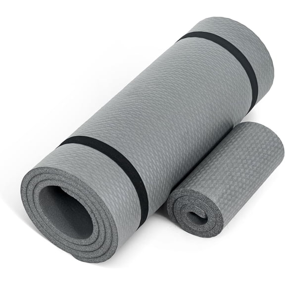 1/2-Inch High Density Exercise Yoga Mat with Strap | Multiple Options-Gray/Yoga Mat w/Knee Pad