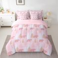 thumbnail image 2 of Homewish Cartoon Jungle Bear Bedding Comforter Set 7 Pieces, Girly Pink Xmas Tree Full Bedding Set, Teens Kids Girls Women Reversible Fitted Sheet Flat Sheet, Super Cozy Room Decor, 2 of 7
