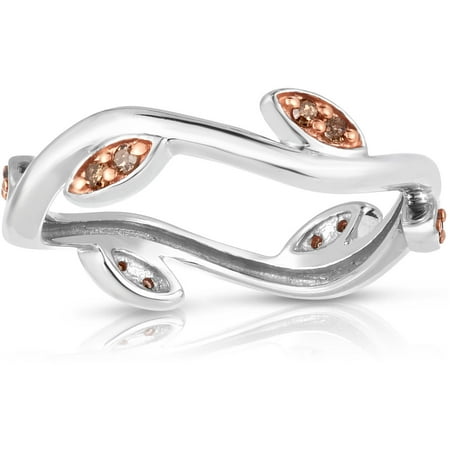 1/6 Carat T.W. Brown Diamond Silver Vine Fashion Stackable Ring