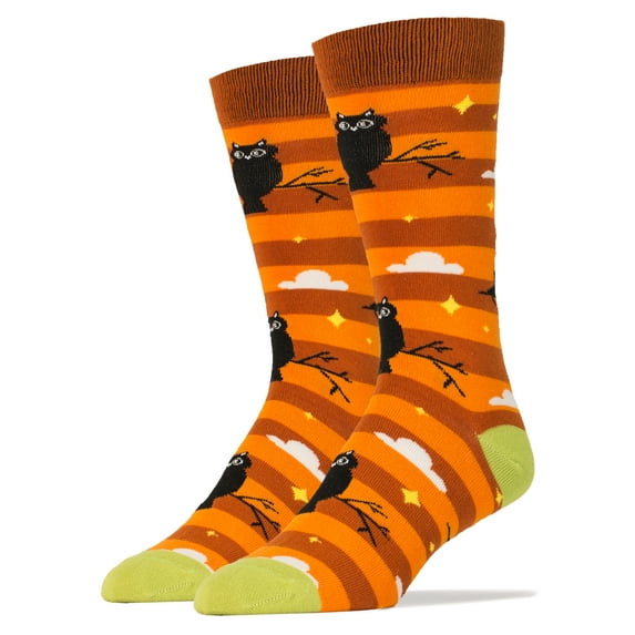 OoohYeah Mens Funny Novelty Crew Socks, Crazy Fun Halloween Socks - Night Owl