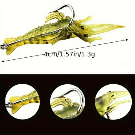 DEKAXID 20pcs Luminous Night Fishing Bait - Bionic Soft Shrimp with Secure Hooks - Durable and Glow-in-the-Dark - Perfect 20pc Tackle Set for Varied Fishing Adventures