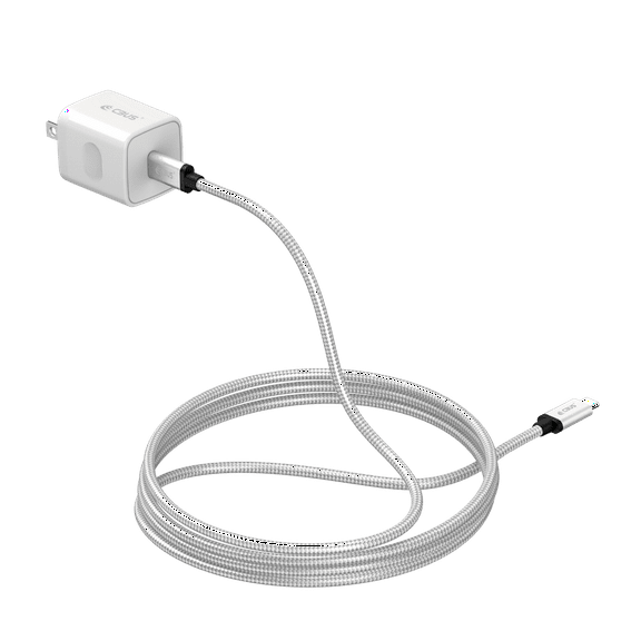 CBUS 20W Fast Charger   10ft Braided Cable for TCL 50 LE/XL/XE, TCL 40 XE 5G, 40 T, 30 XL/XE, 30 V 5G, 20 S/SE/XE, Flip 4/3/Pro/Go, Stylus 5G, ION X,  (Silver/White)