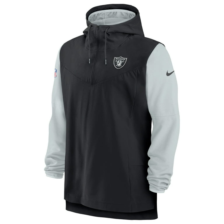 Men s Nike Black Silver Las Vegas Raiders Sideline Player Quarter Zip Hoodie Jacket Walmart