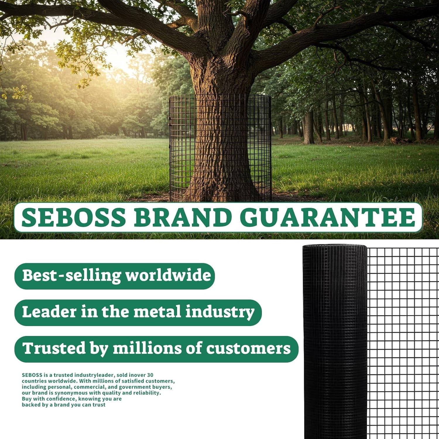 SEBOSS Black Hardware Cloth 1/2 inch 60'' x 100' 19-Gauge, PVC Coated Chicken Wire Fencing, Coating Wire Mesh Roll, Chicken Wire Mesh, Wire Fence Roll, Welded Wire Fencing, Garden Fence