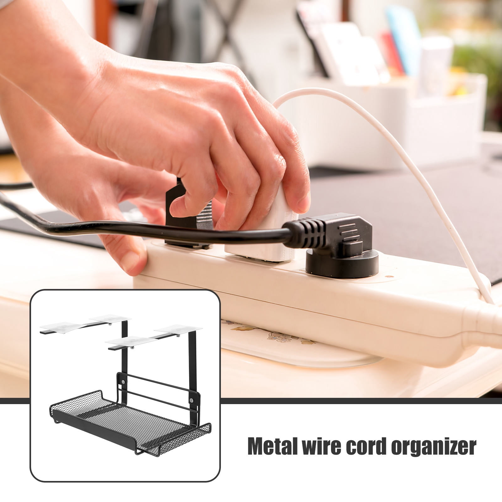FUEENIRVA Black Under Desk Cable Management Tray, Wire Organizer Rack for Office and Home Use, 1 Pack Storage Solution