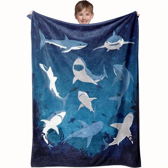 Shark Throw Blanket, Blanket Fluffy Comfortable Soft Warm Plush Lightweight Decorative Blanket Gift Women Men, Blanket Quilt for Bed Sofa Chair Couch